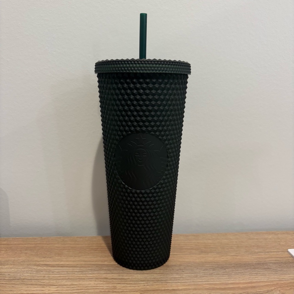 Starbucks Matte Dark Emerald Green soft touch studded Bling Venti Cup